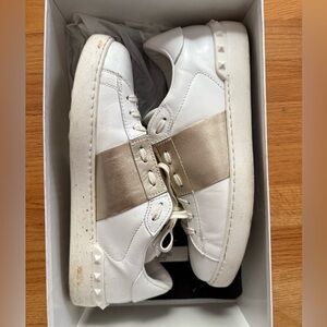 Valentino Ivory and Metallic Gold Sneakers